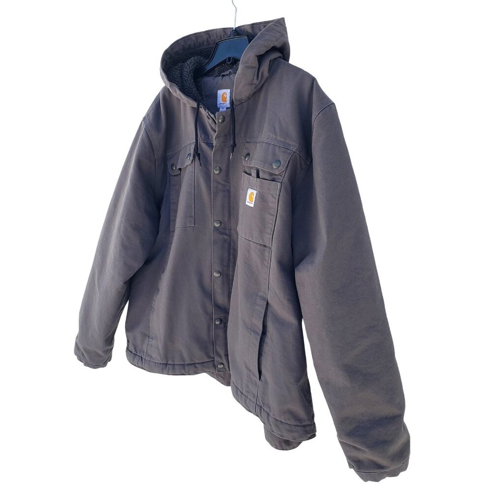 Carhartt Bartlett jacket, gray 2XL with hood & sherpa lining, like new condition - Picture 3 of 13